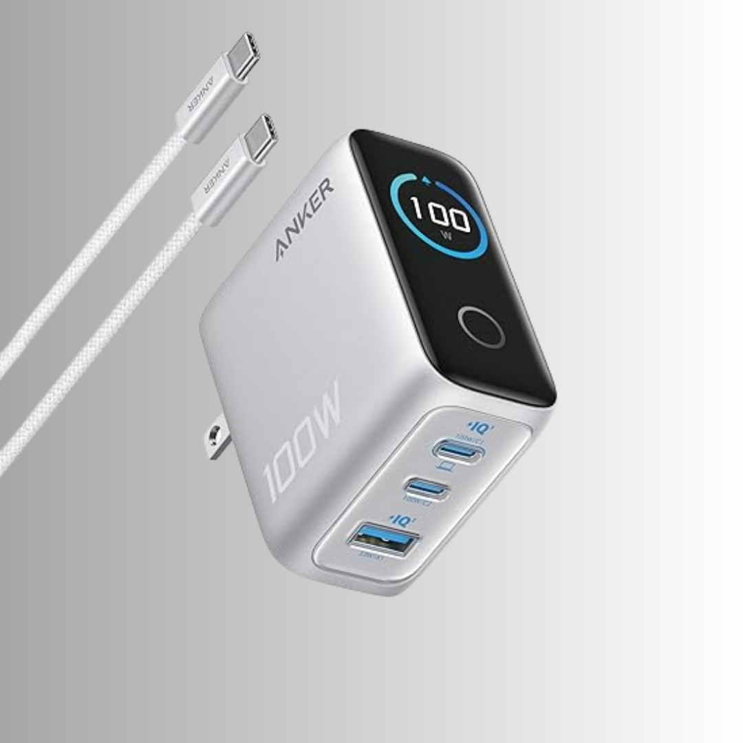 Anker Charger (100W, 3 Ports, Smart Display)