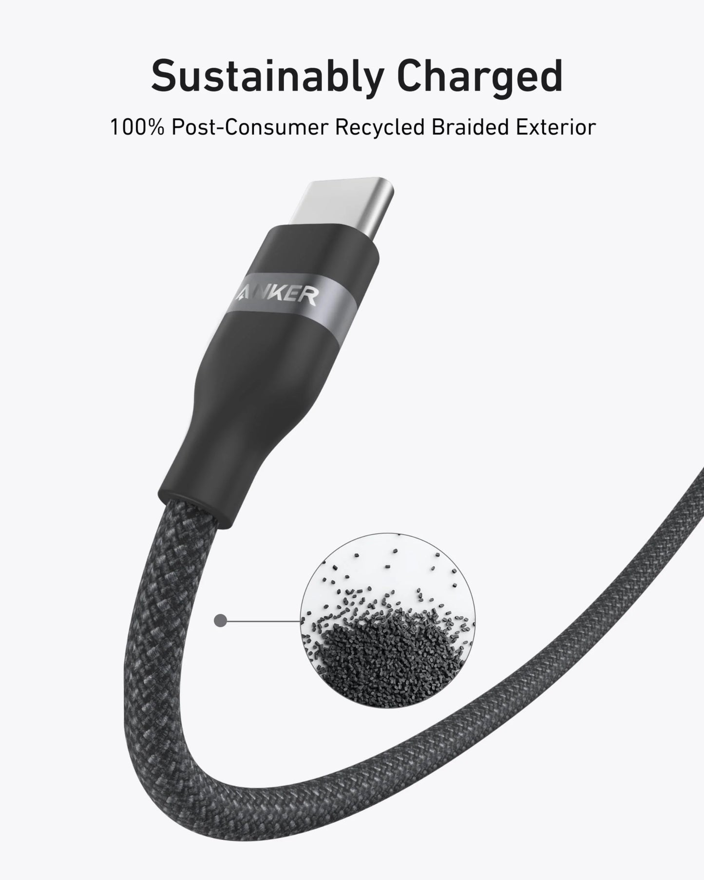 Anker USB-C to USB-C Cable (3 ft  240W, Upcycled-Braided)