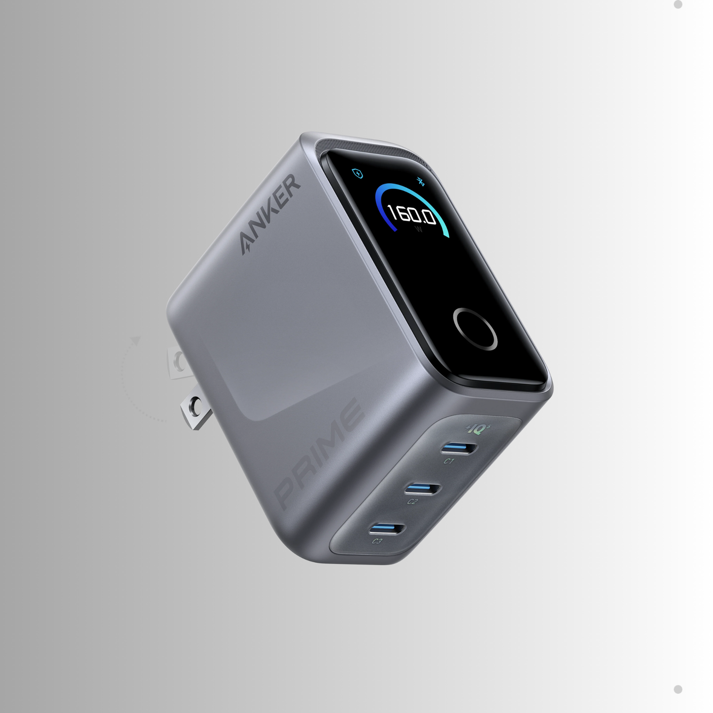 Anker Prime Charger (160W, 3 Ports, Smart Display)