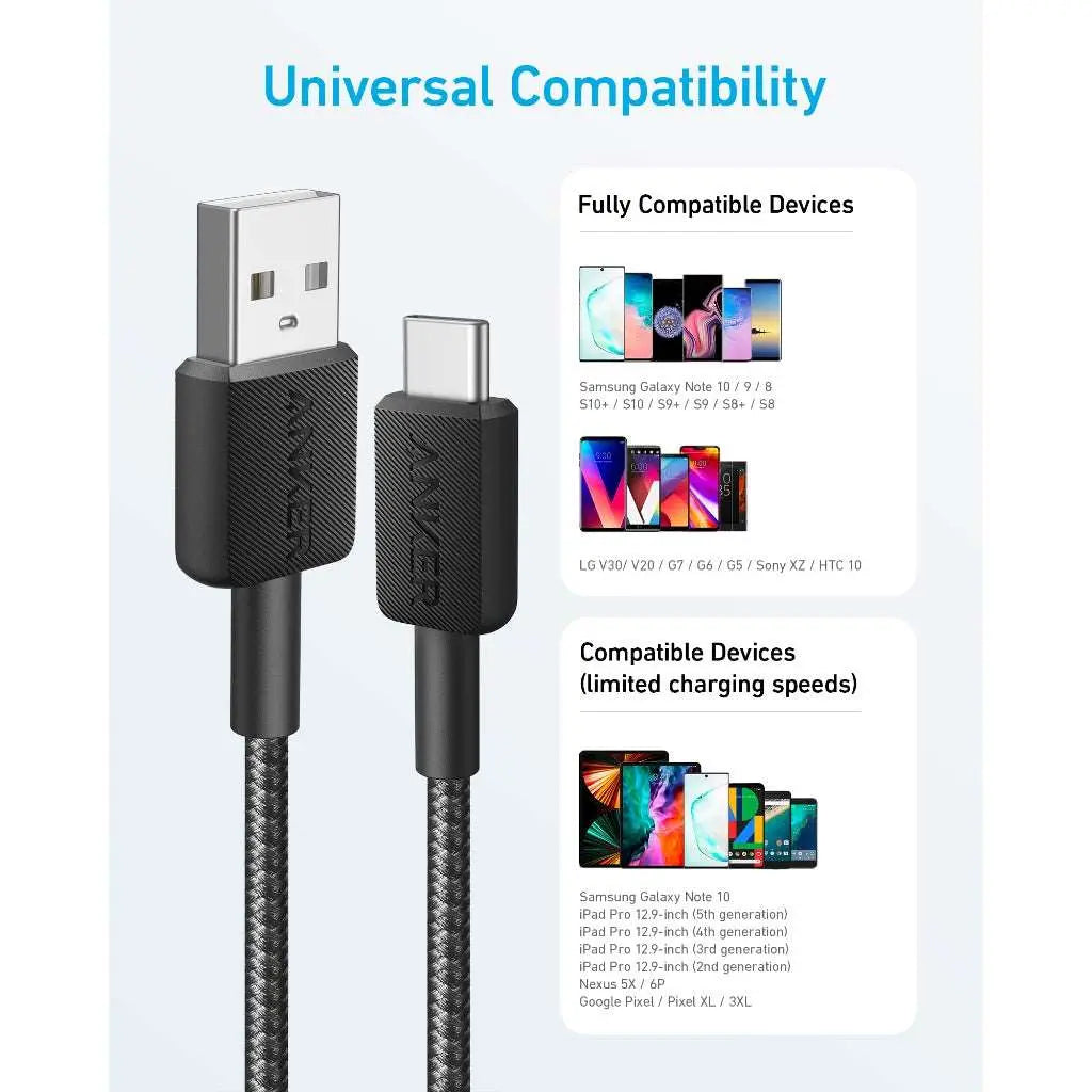 ANKER USB-A to USB-C Cable (6ft Braided )